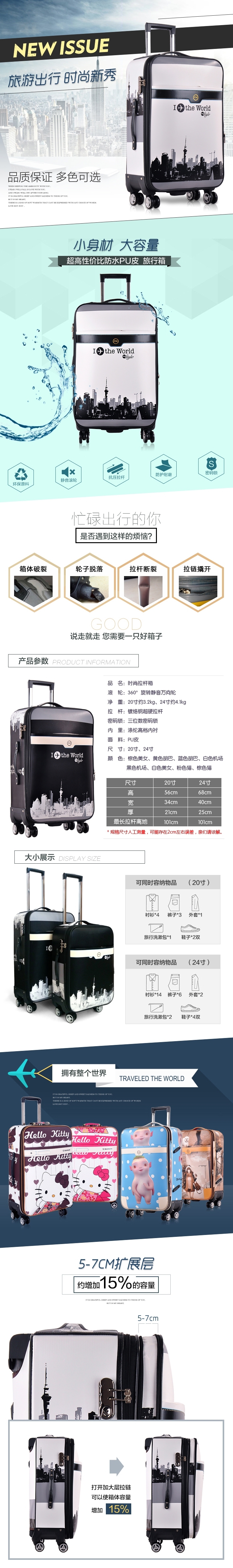 淘宝美工涛涛28寸男女旅行箱拉杆详情页软箱学生密码箱24寸登机皮箱详情页作品